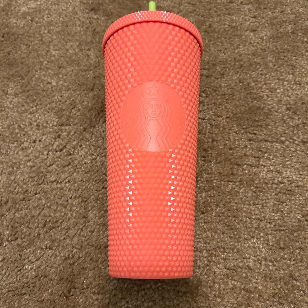 Starbucks Coral Pink Studded Tumbler 24oz New